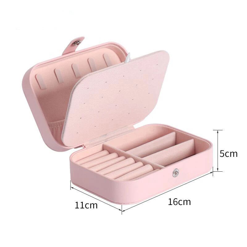 Portable Travel Mini Jewelry Box Leather Jewelery Ring Organizer Case Storage Gift Box Girls Women