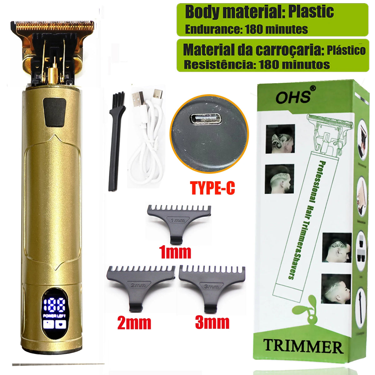 OHS Rechargeable Vintage T9 Cordless Hair Cutting Machine Electric Shaver For Man Hair Clipper Barber Trimmer Beard Razors