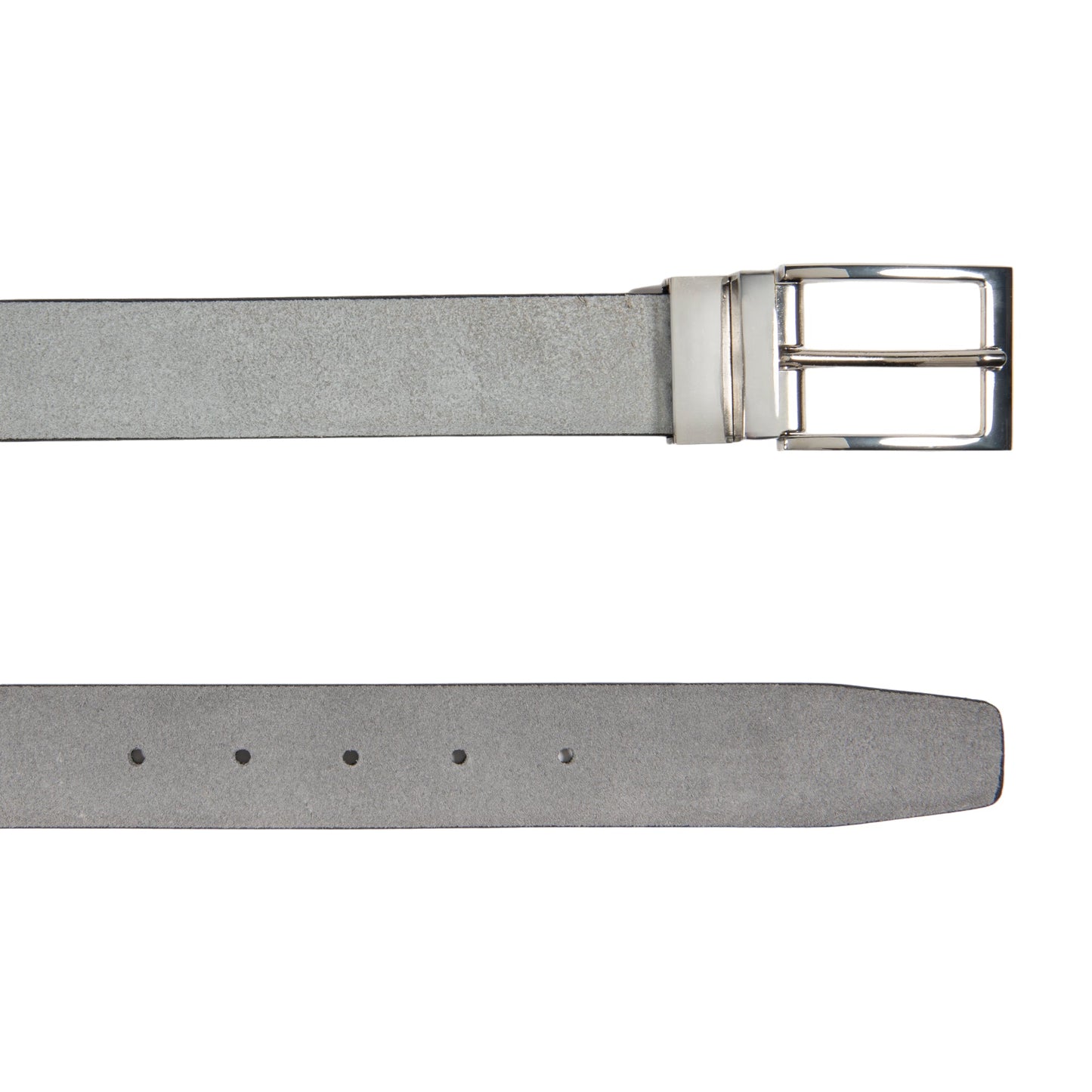 K4002AFB | Men's Double-Sided Belt in Genuine Leather, Smooth and Suede. Color: Black/Grey. Dimensions: 125 x 3.5 x 0.5 cm (waistline 110 cm). Packaging: Rigid Gift Box with lid/bottom-4
