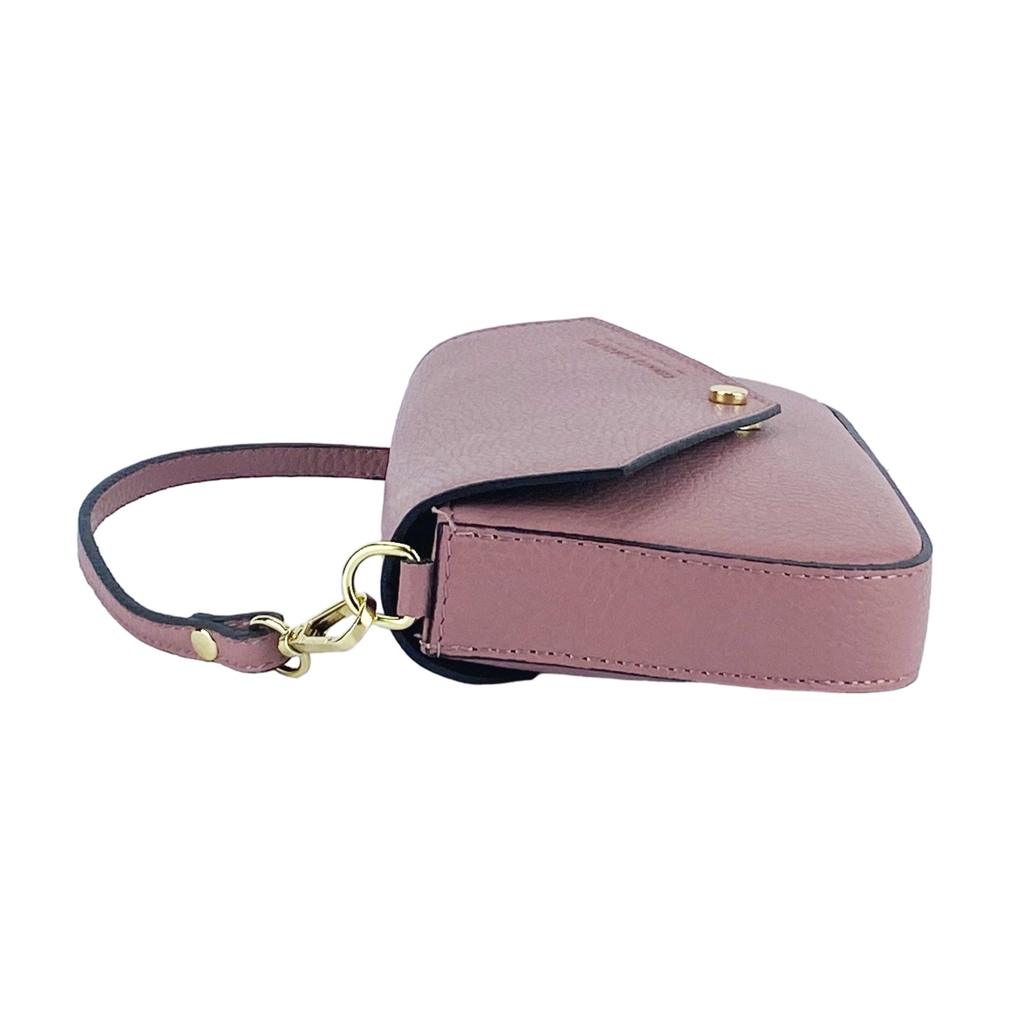 RB1023AZ | Small Shoulder Bag with Removable Chain Strap in Genuine Leather Made in Italy. Flap Closure. Polished Gold Metal Accessories - Antique Pink Color - Dimensions: 22 x 12 x 3 cm-3
