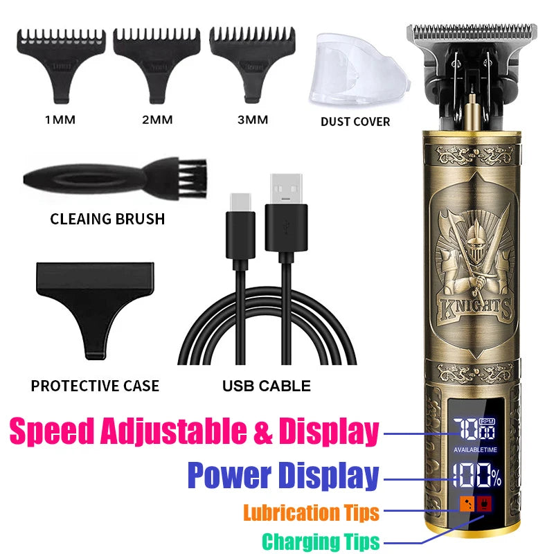 Cordless Electric Hair Cutting Machine Vintage Hair Clipper Portable Shaver Barber USB Fast Charging Hair Trimmer For Hairdresse