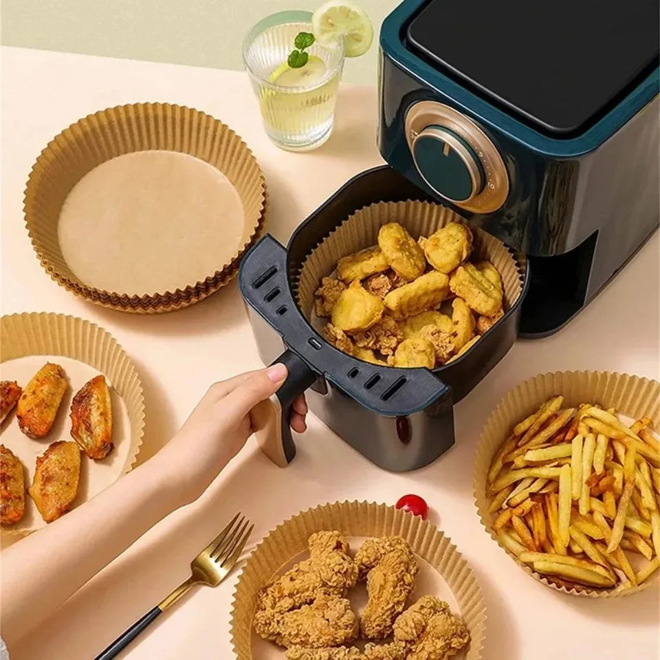 50pcs/set Disposable Air Fryer Paper Liner Oil-proof Water-proof Airfryer Disposable Cooking Paper Trays Baking Paper