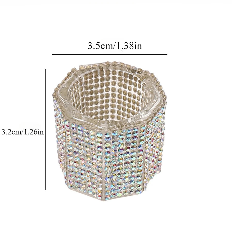 Mini Crystal Glass Acrylic Small Octagonal Powder Liquid Nail Cup Nail Brush Clean Liquid Power Rhinestone Luxury Mixing Bowl