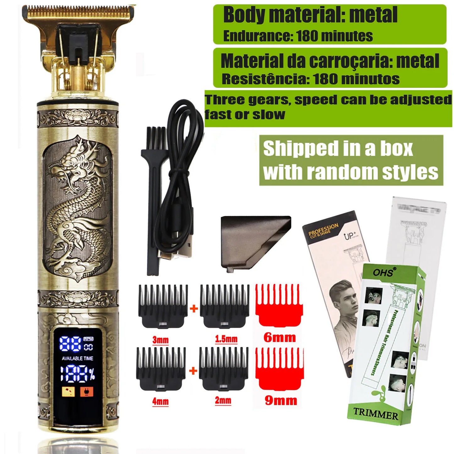 OHS Rechargeable  Vintage T9 Cordless Hair Cutting Machine Electric Shaver For Man Hair Clipper Barber Trimmer Beard Razors