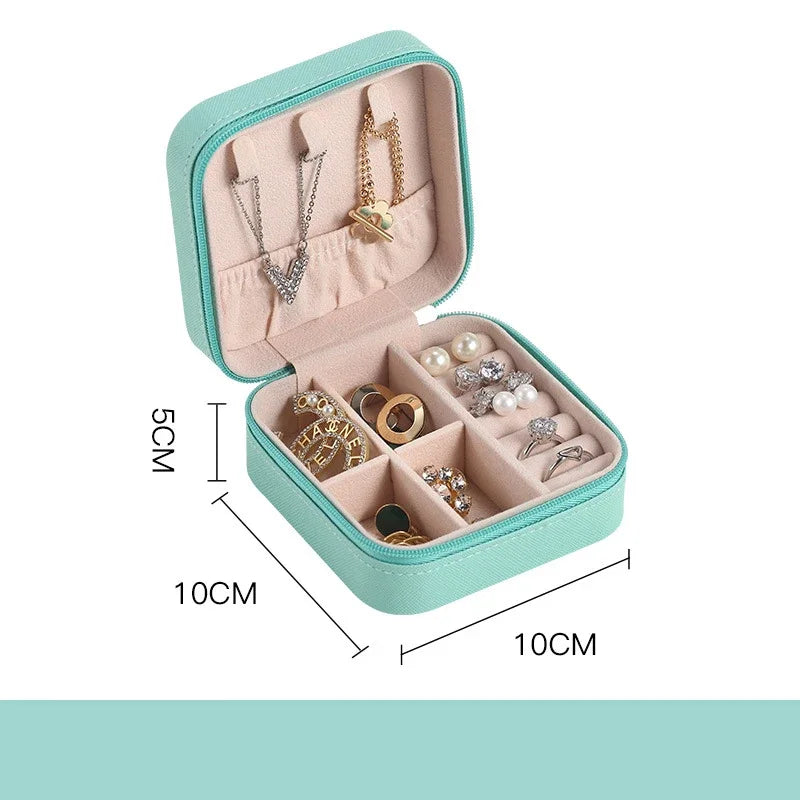 Portable Travel Mini Jewelry Box Leather Jewelery Ring Organizer Case Storage Gift Box Girls Women