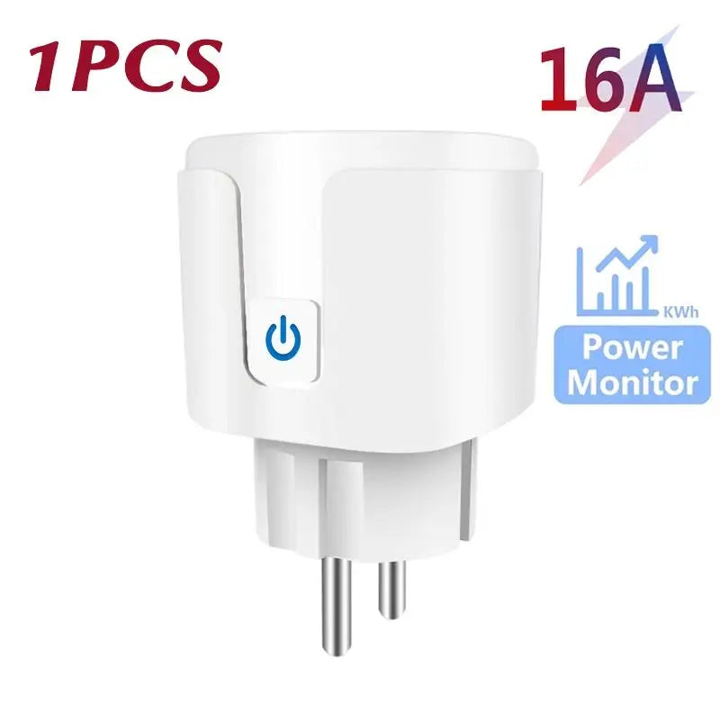 Tuya Smart Socket Outlet EU Plug 16A/20A With Power Monitor Timing Voice Control Wifi Smart Plug Works With Alexa Google Home