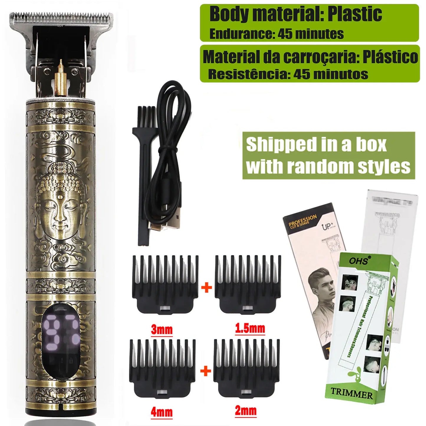 Cordless Electric Hair Cutting Machine Vintage Hair Clipper Portable Shaver Barber USB Fast Charging Hair Trimmer For Hairdresse