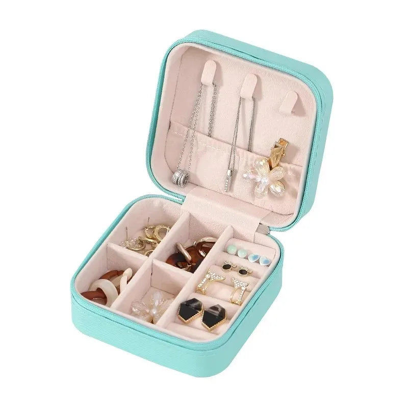 Portable Travel Mini Jewelry Box Leather Jewelery Ring Organizer Case Storage Gift Box Girls Women