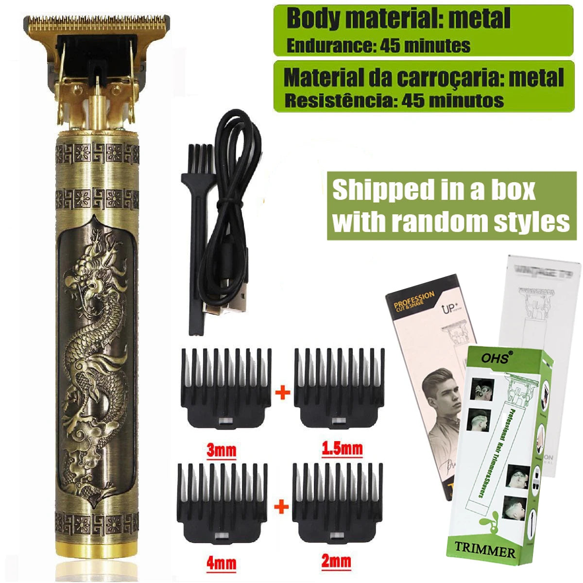 Cordless Electric Hair Cutting Machine Vintage Hair Clipper Portable Shaver Barber USB Fast Charging Hair Trimmer For Hairdresse