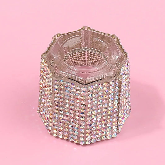 Mini Crystal Glass Acrylic Small Octagonal Powder Liquid Nail Cup Nail Brush Clean Liquid Power Rhinestone Luxury Mixing Bowl
