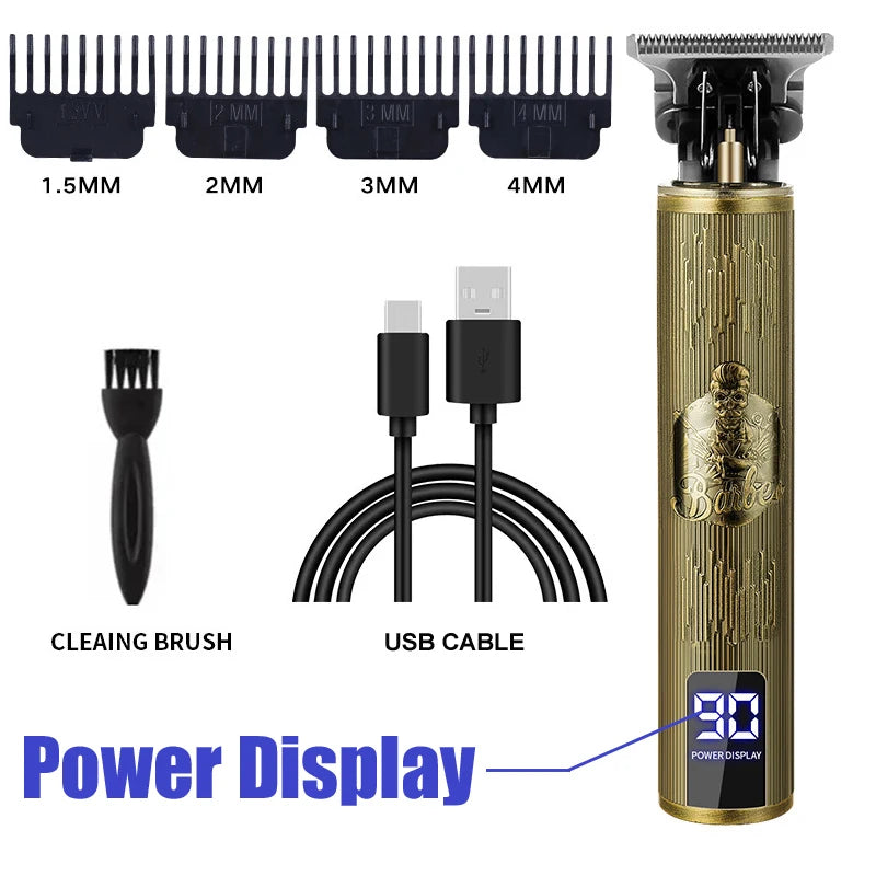 Cordless Electric Hair Cutting Machine Vintage Hair Clipper Portable Shaver Barber USB Fast Charging Hair Trimmer For Hairdresse