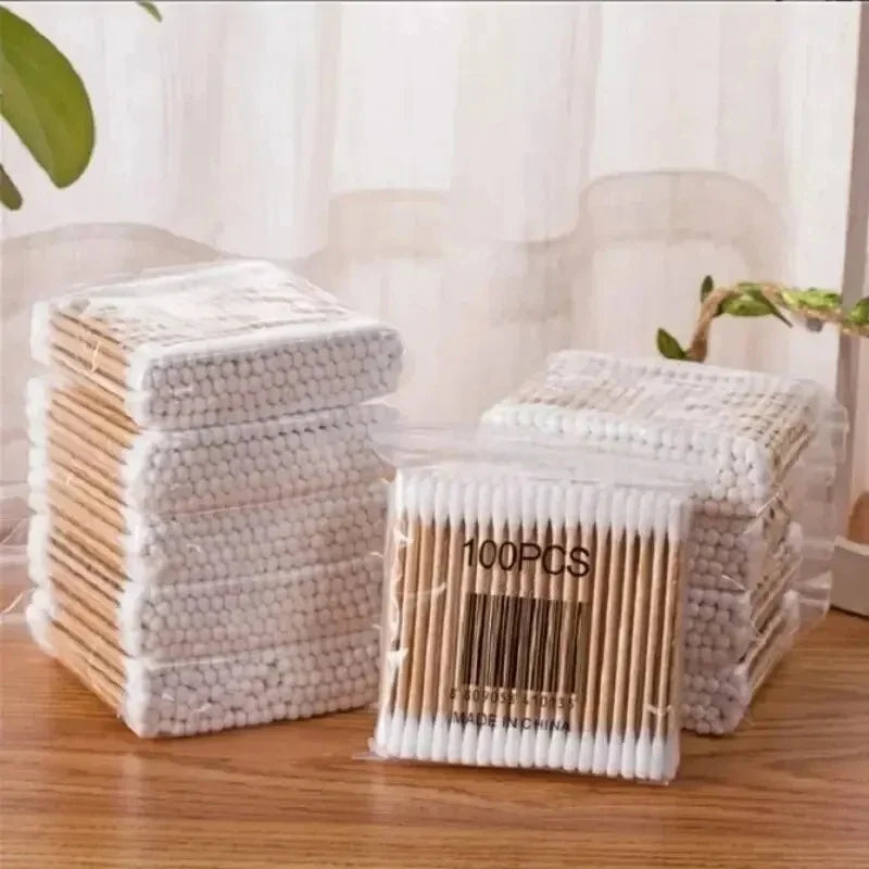 2000/1000pcs Double-Headed Wooden Cotton Swabs Unscented for Makeup Removal And Ear Cleaning.