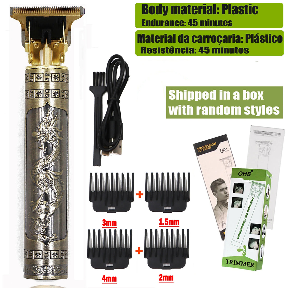 OHS Rechargeable  Vintage T9 Cordless Hair Cutting Machine Electric Shaver For Man Hair Clipper Barber Trimmer Beard Razors