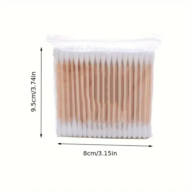 2000/1000pcs Double-Headed Wooden Cotton Swabs Unscented for Makeup Removal And Ear Cleaning.