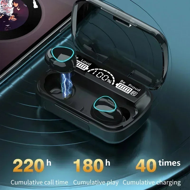 Bluetooth Earphones Handfree LED Dispay Headphones Bluetooth HiFi Stereo Music Wireless Earbuds Waterproof Gaming Headset