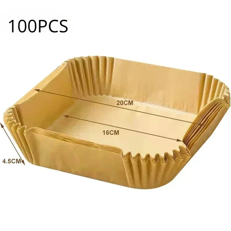 50pcs/set Disposable Air Fryer Paper Liner Oil-proof Water-proof Airfryer Disposable Cooking Paper Trays Baking Paper