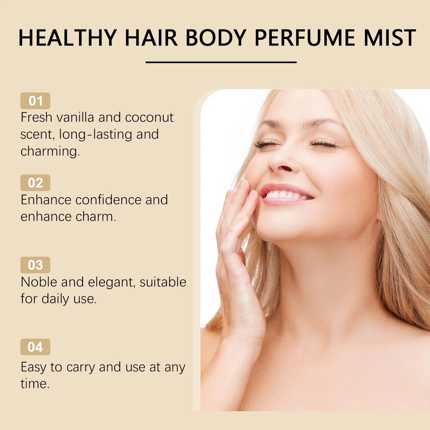 Roxelis Vanilla Coconut Body Mist - Unisex Long Lasting Fragrance, Portable Hair & Body Spray for Daily Use