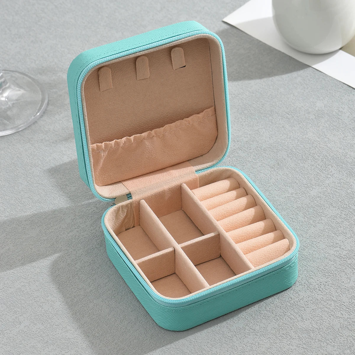 Portable Travel Mini Jewelry Box Leather Jewelery Ring Organizer Case Storage Gift Box Girls Women