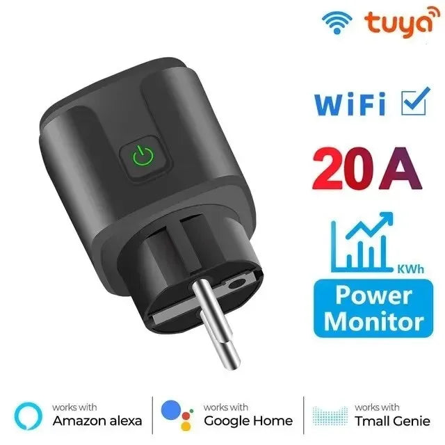 Tuya Smart Socket Outlet EU Plug 16A/20A With Power Monitor Timing Voice Control Wifi Smart Plug Works With Alexa Google Home