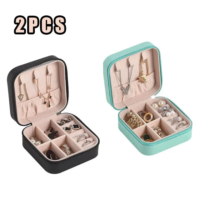 Portable Travel Mini Jewelry Box Leather Jewelery Ring Organizer Case Storage Gift Box Girls Women
