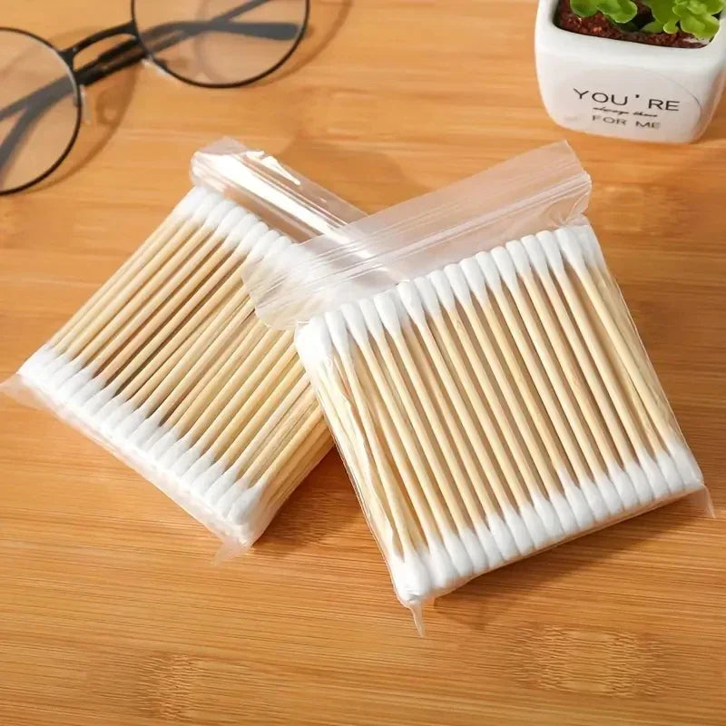 2000/1000pcs Double-Headed Wooden Cotton Swabs Unscented for Makeup Removal And Ear Cleaning.