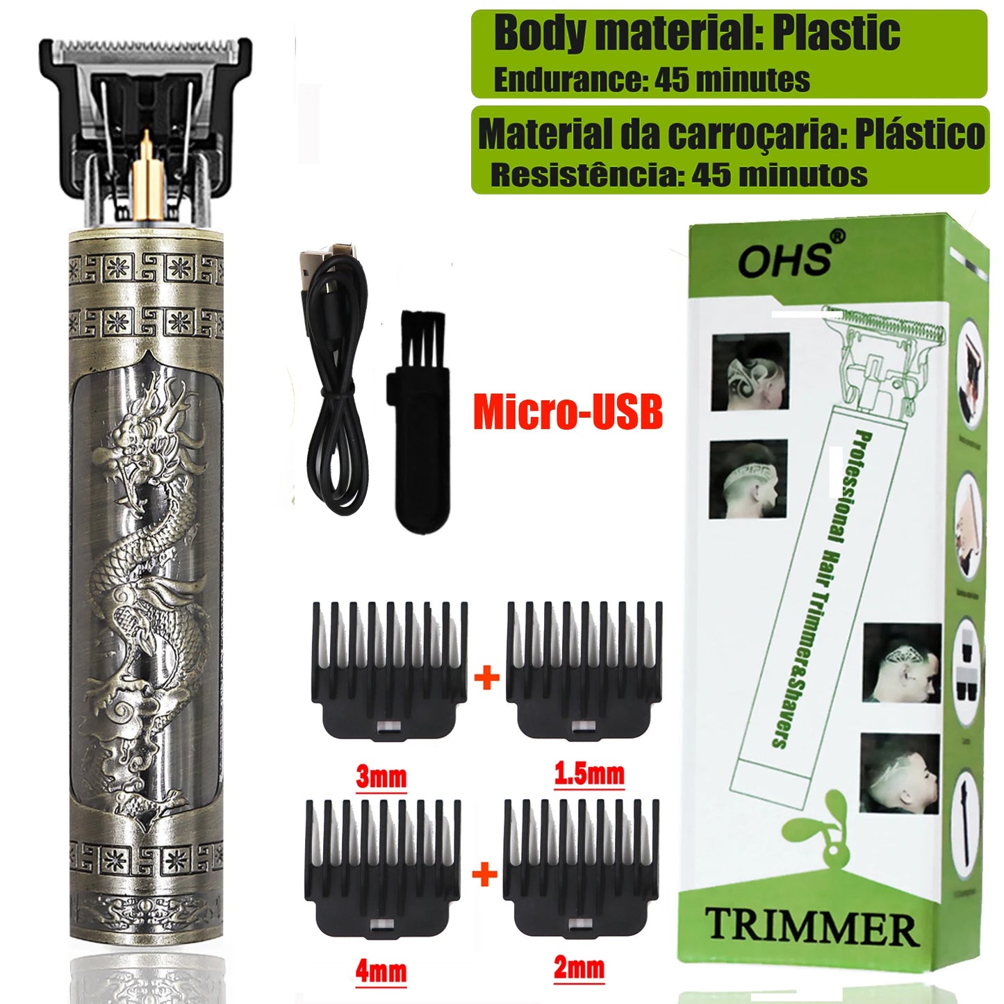 Cordless Electric Hair Cutting Machine Vintage Hair Clipper Portable Shaver Barber USB Fast Charging Hair Trimmer For Hairdresse