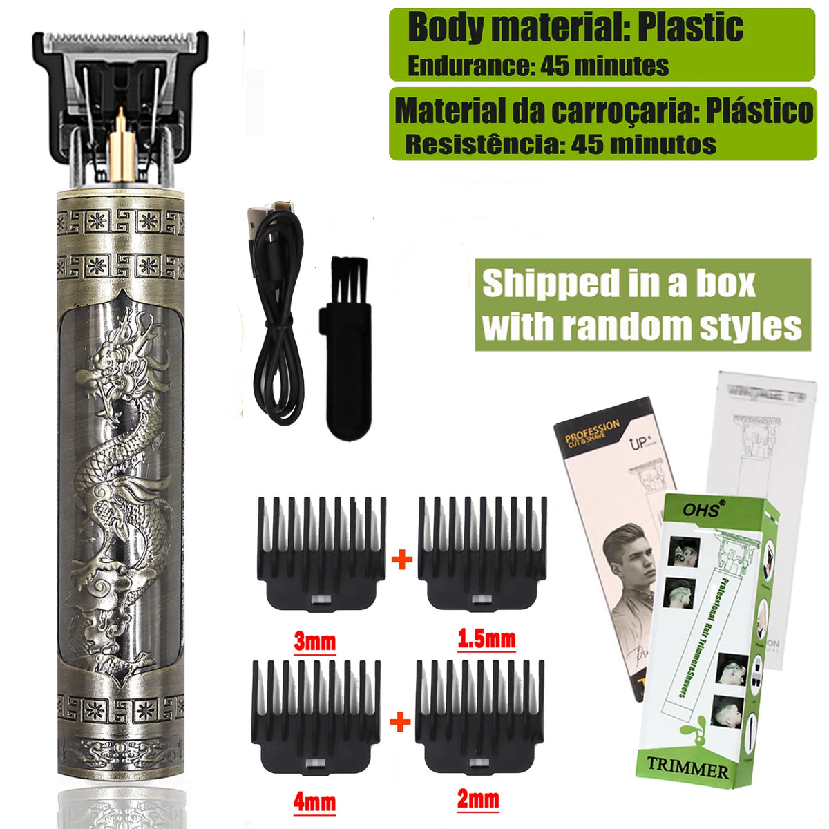 OHS Rechargeable  Vintage T9 Cordless Hair Cutting Machine Electric Shaver For Man Hair Clipper Barber Trimmer Beard Razors