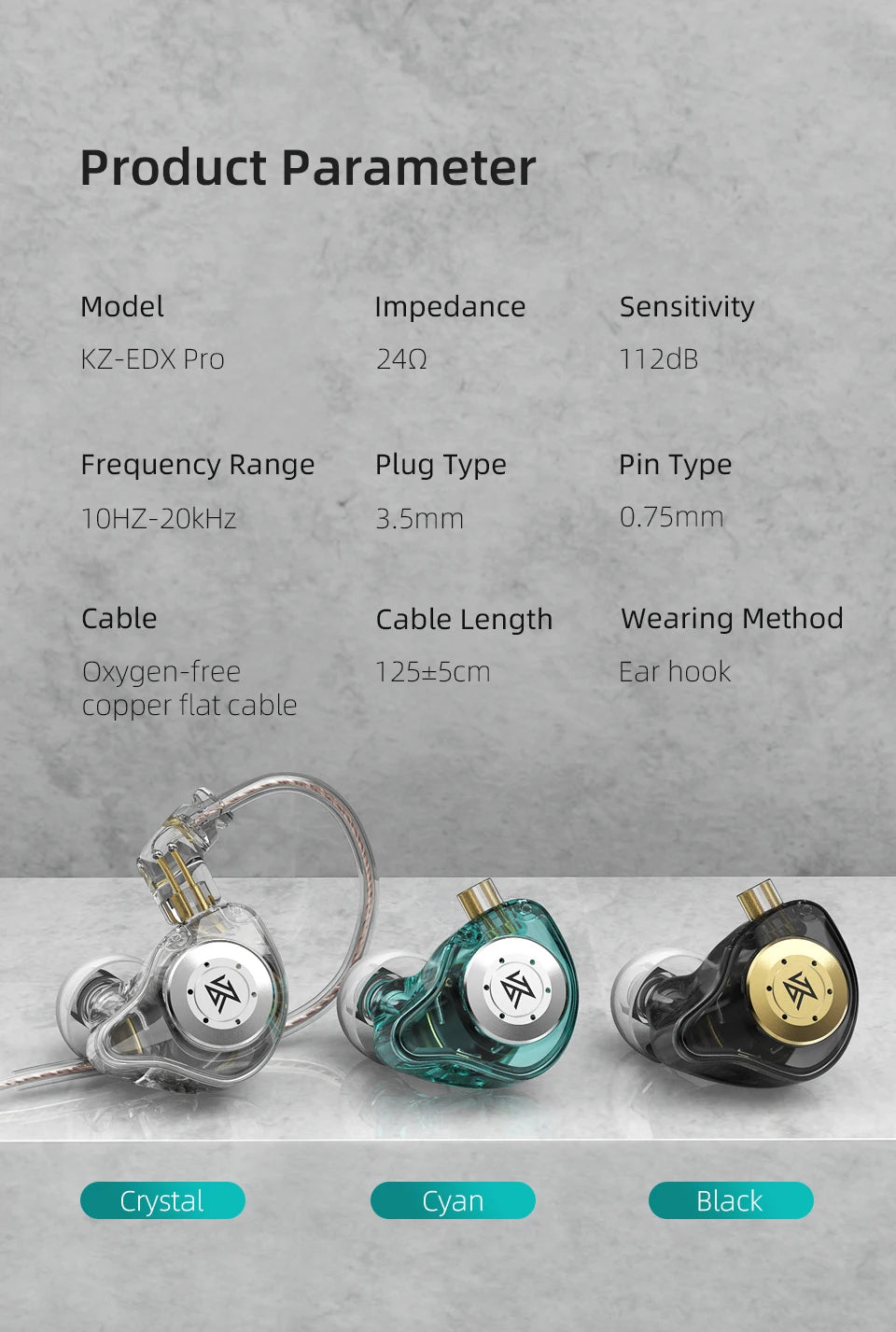 KZ EDX Pro Bass Earphones Sport Running Wired Hanging In Ear Headphones Stereo Noise Cancelling Headset Earbuds With Mic Gamer