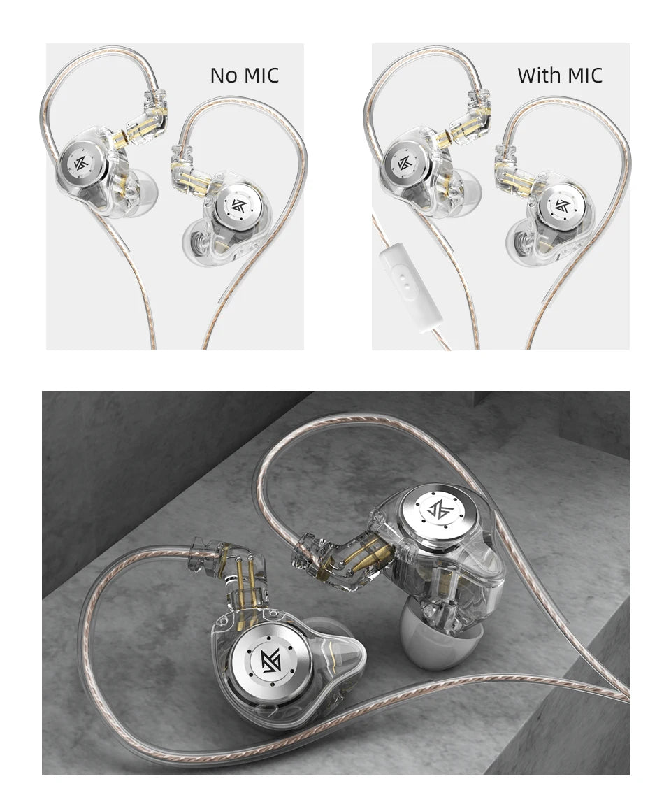 KZ EDX Pro Bass Earphones Sport Running Wired Hanging In Ear Headphones Stereo Noise Cancelling Headset Earbuds With Mic Gamer