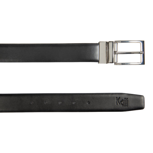 K4002AFB | Men's Double-Sided Belt in Genuine Leather, Smooth and Suede. Color: Black/Grey. Dimensions: 125 x 3.5 x 0.5 cm (waistline 110 cm). Packaging: Rigid Gift Box with lid/bottom-1