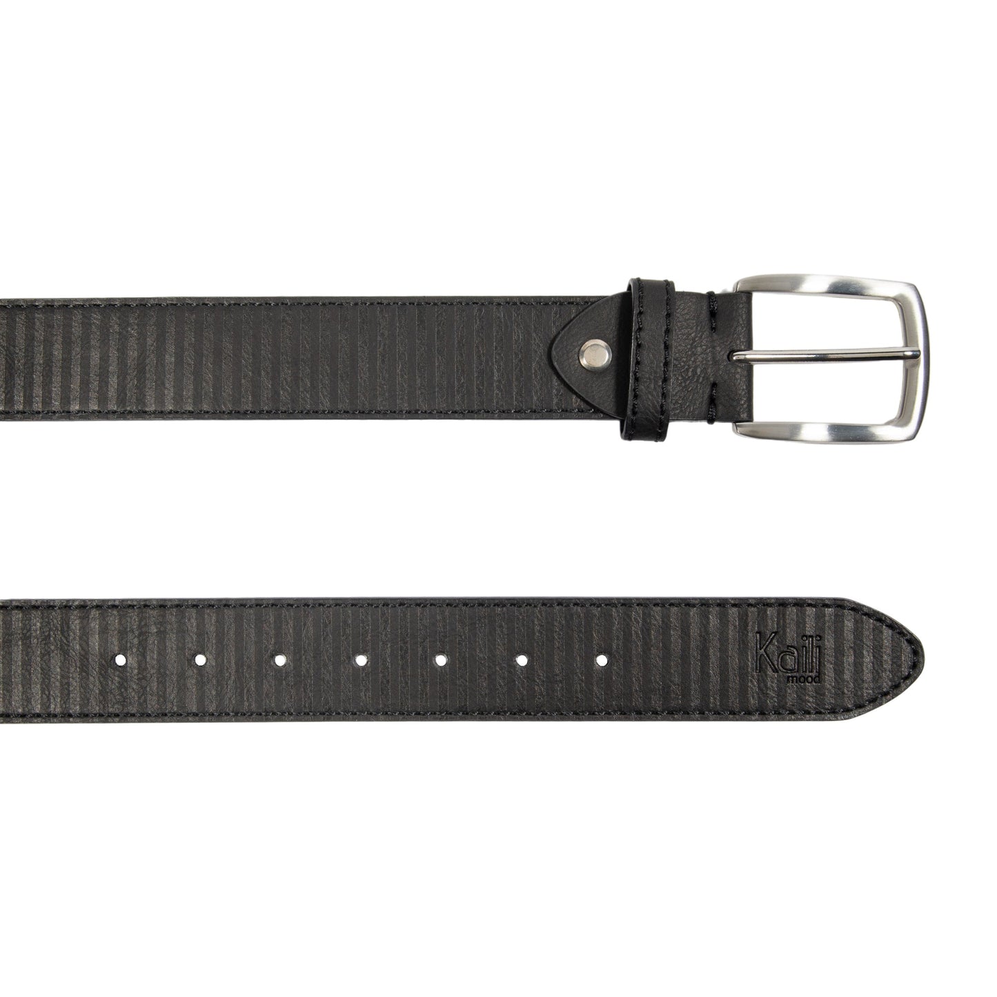 K4009AB | Men's Allover Belt in Leather Lining with PU Finish. Black. Dimensions: 125 x 3.8 x 0.5 cm (waistline 110 cm). Packaging: Rigid Gift Box with bottom/lid-1