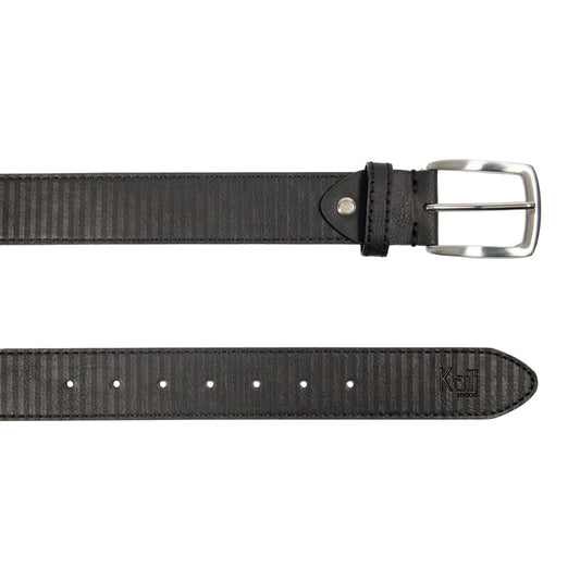 K4009AB | Men's Allover Belt in Leather Lining with PU Finish. Black. Dimensions: 125 x 3.8 x 0.5 cm (waistline 110 cm). Packaging: Rigid Gift Box with bottom/lid-1