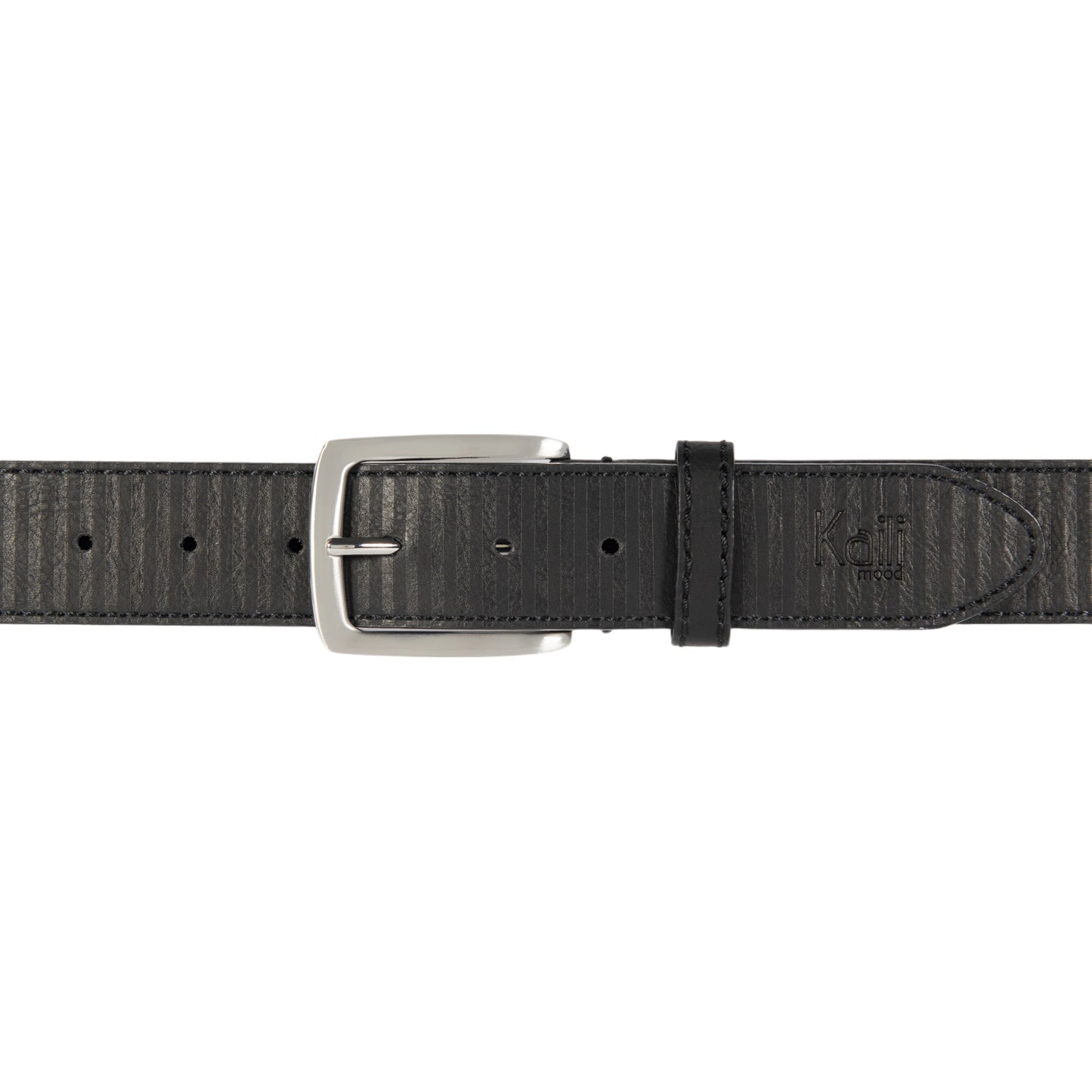 K4009AB | Men's Allover Belt in Leather Lining with PU Finish. Black. Dimensions: 125 x 3.8 x 0.5 cm (waistline 110 cm). Packaging: Rigid Gift Box with bottom/lid-2