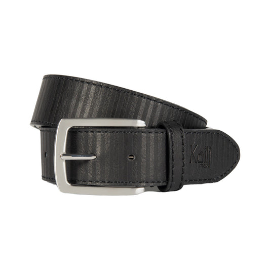 K4009AB | Men's Allover Belt in Leather Lining with PU Finish. Black. Dimensions: 125 x 3.8 x 0.5 cm (waistline 110 cm). Packaging: Rigid Gift Box with bottom/lid-0