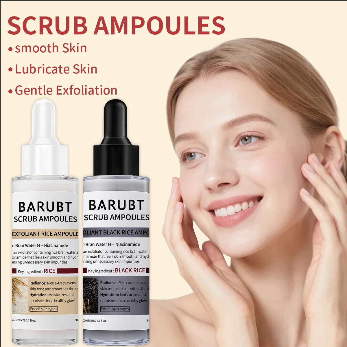 Peel Shot Glow Rice Ampoule Duo | White & Black Rice Exfoliant Face and Body Scrub with Hyaluronic Acid & Rice Extract | Facial