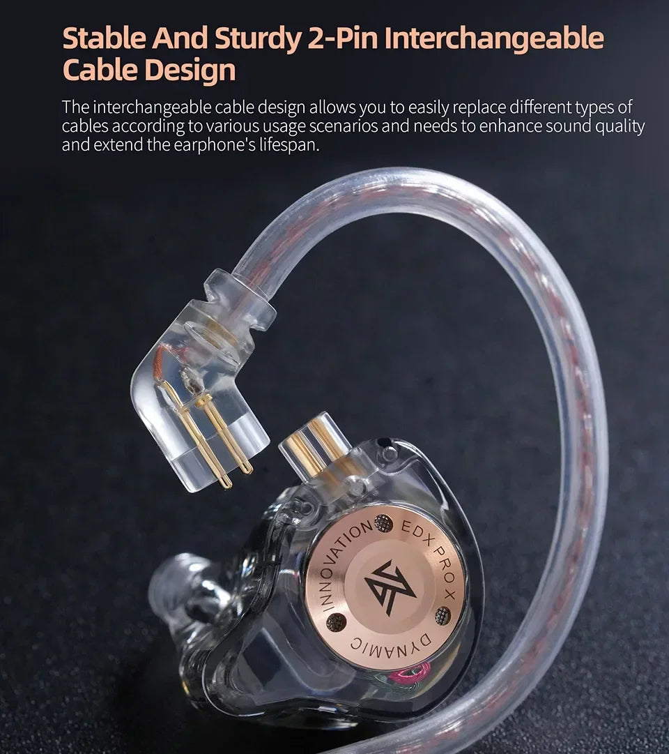 KZ EDX PRO X Dynamic Drive Earphone HIFI Bass Earbud Sport Music Cancelling Headsets 2PIN Cable KZ ZSTX ZSN PRO X EDC EDA ZVX