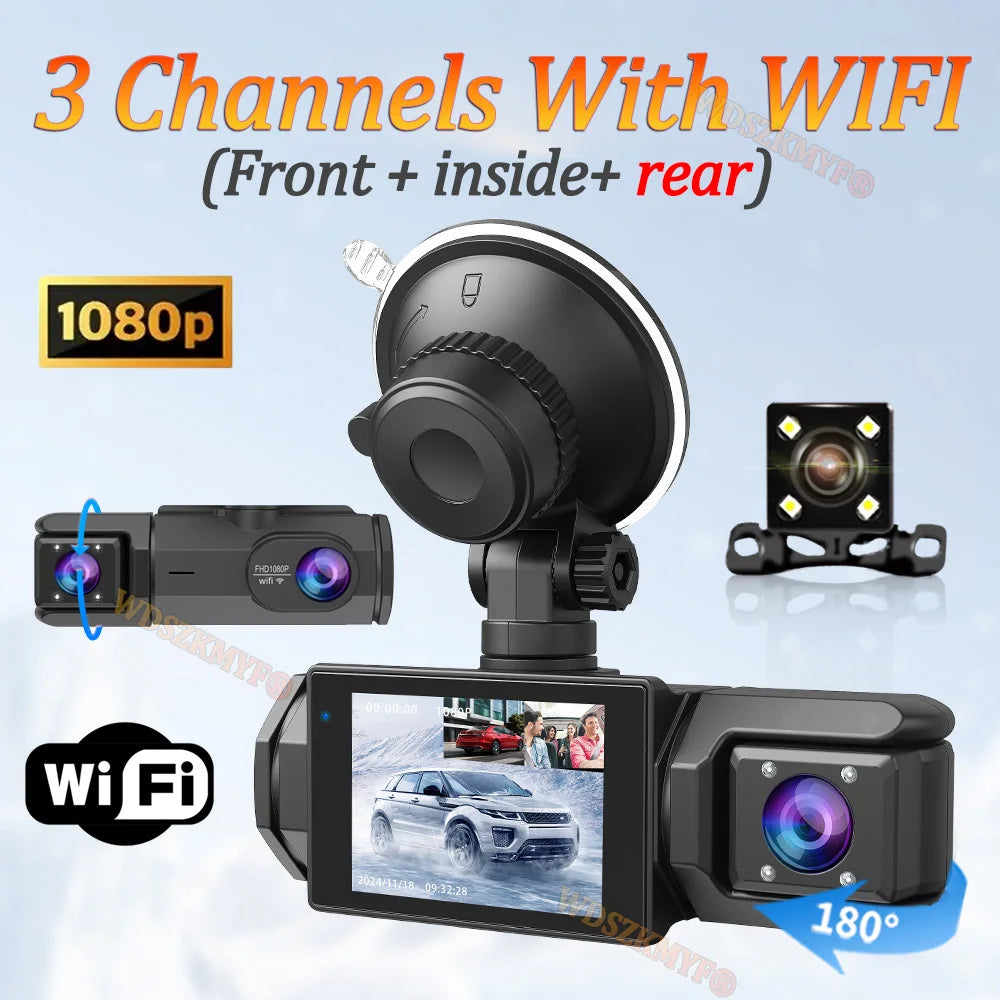 WIFI Dash Cam For Car Camera 1080P Video Recorder HD 2/3Camera Car DVR Front Rear View Camera Night Vision Car Accessories