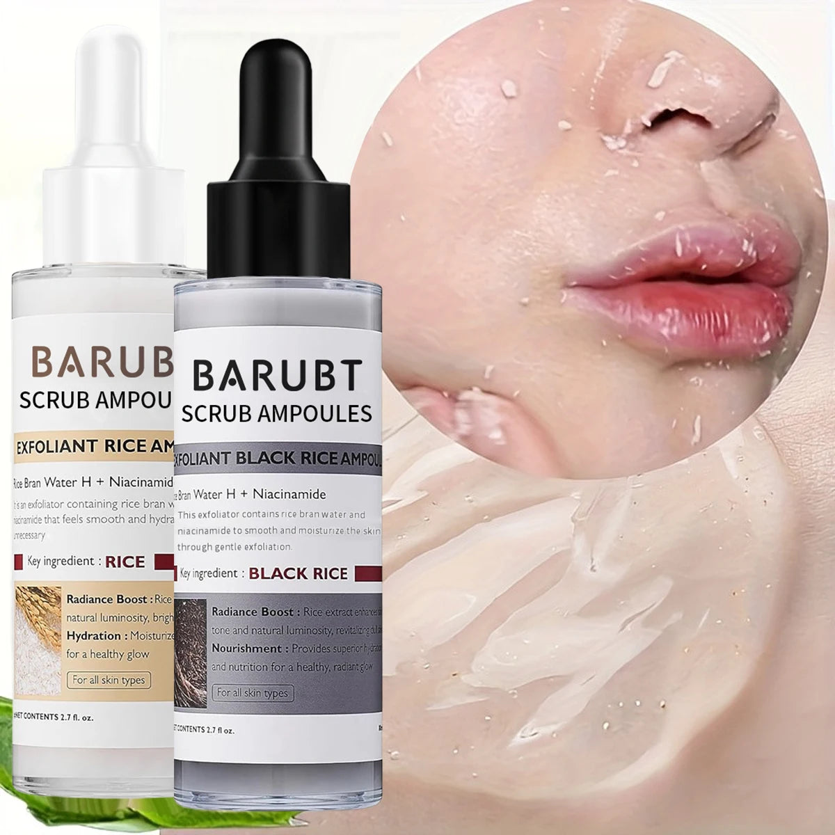 Peel Shot Glow Rice Ampoule Duo | White & Black Rice Exfoliant Face and Body Scrub with Hyaluronic Acid & Rice Extract | Facial