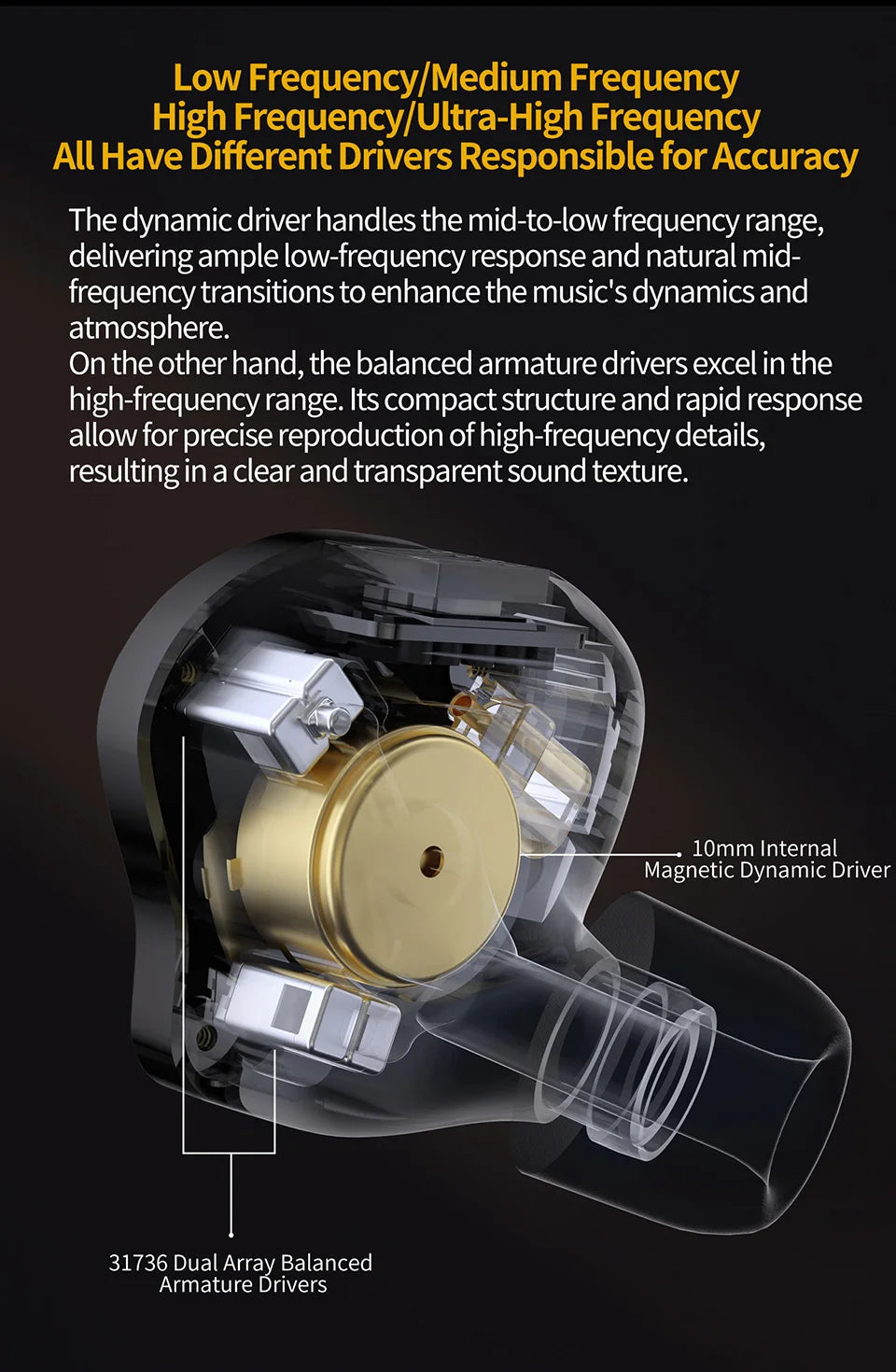 KZ ZS10 Pro 2 metal headset high fidelity in-ear bass earbud 4-level adjustment switch sports monitor headset sound noise reduct