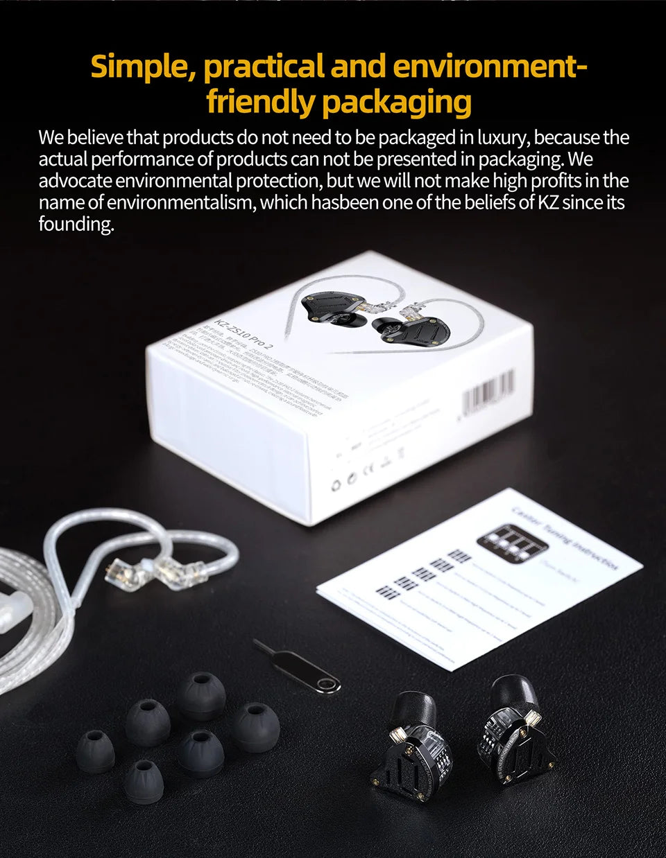 KZ ZS10 Pro 2 metal headset high fidelity in-ear bass earbud 4-level adjustment switch sports monitor headset sound noise reduct