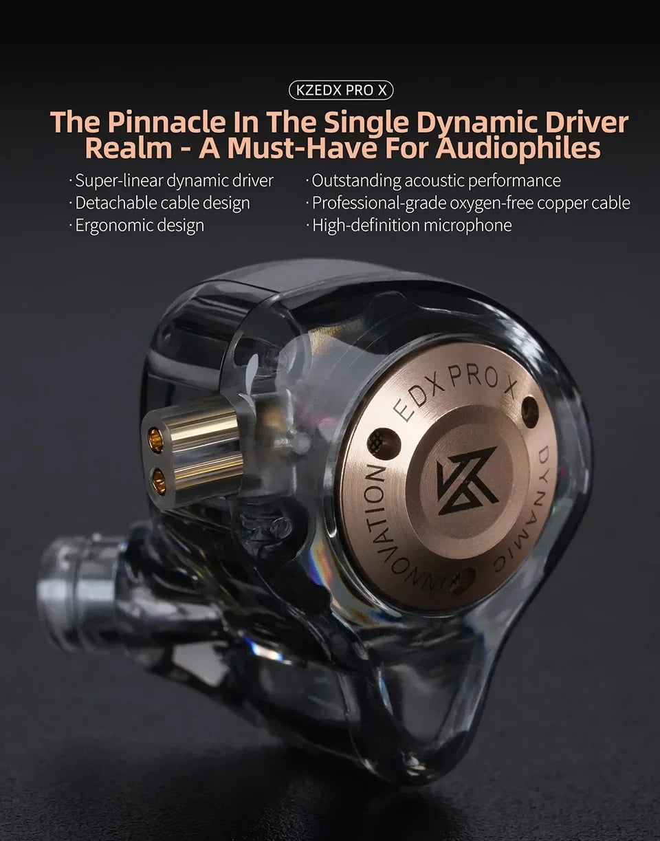 KZ EDX PRO X Dynamic Drive Earphone HIFI Bass Earbud Sport Music Cancelling Headsets 2PIN Cable KZ ZSTX ZSN PRO X EDC EDA ZVX