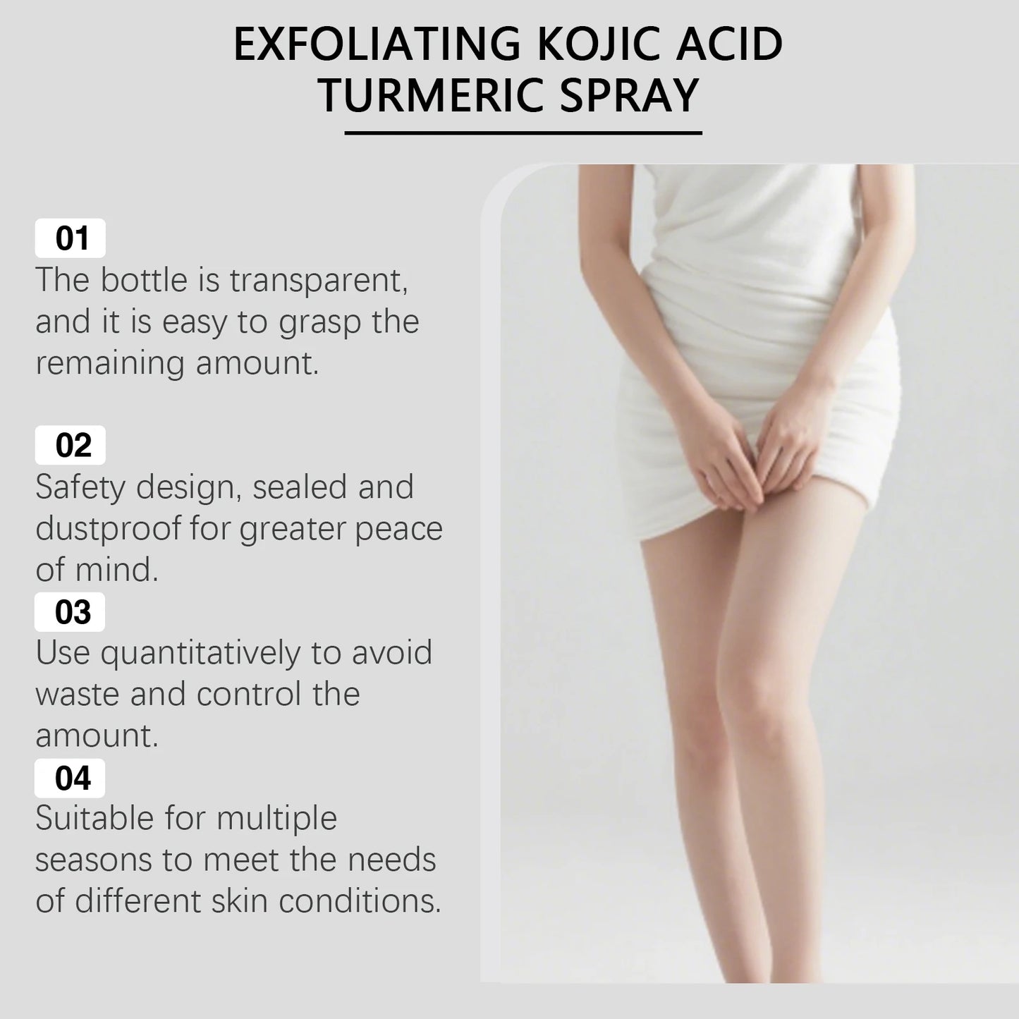 Body Keratin Care Kojic Acid Turmeric Spray Gently Exfoliating Peeling Solution Nourishing Hydrating Skin Care All Skin Types