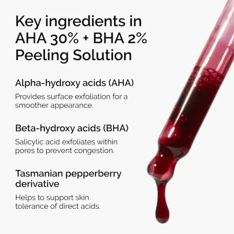 AHA 30%+BHA 2% Peeling Solution 30ml Multi Effect Peeling Solution Exfoliating Facial Brighten Smooth Refine Appearance Of Skin
