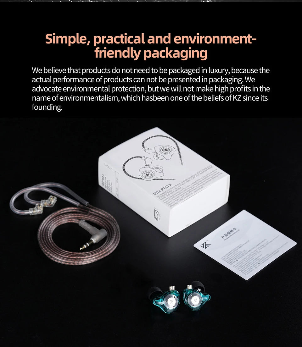 KZ EDX PRO X Dynamic Drive Earphone HIFI Bass Earbud Sport Music Cancelling Headsets 2PIN Cable KZ ZSTX ZSN PRO X EDC EDA ZVX
