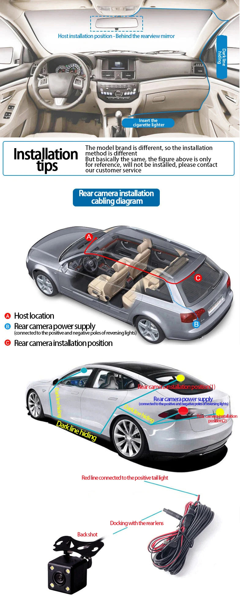 WIFI Dash Cam For Car Camera 1080P Video Recorder HD 2/3Camera Car DVR Front Rear View Camera Night Vision Car Accessories