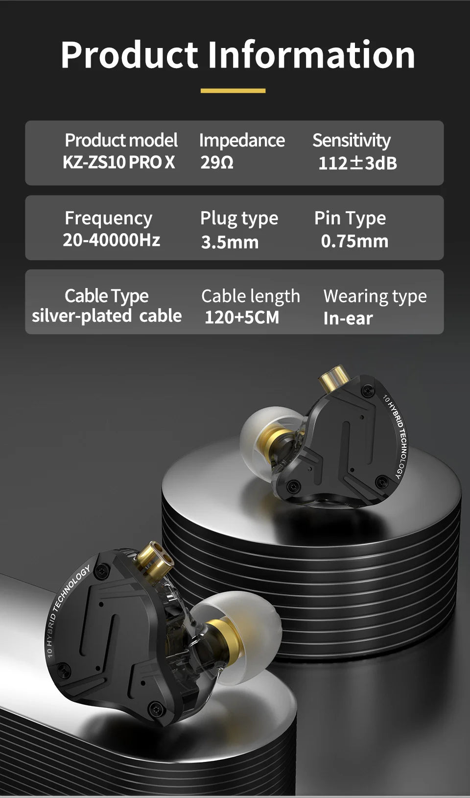 KZ ZS10 PRO X Wired Headphones HD Microphone Pure Sound Quality Hybrid Technology Headphones Monitor Earbuds HIFI Bass Music Hea