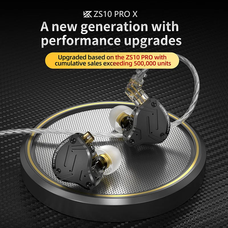 KZ ZS10 PRO X Wired Headphones HD Microphone Pure Sound Quality Hybrid Technology Headphones Monitor Earbuds HIFI Bass Music Hea