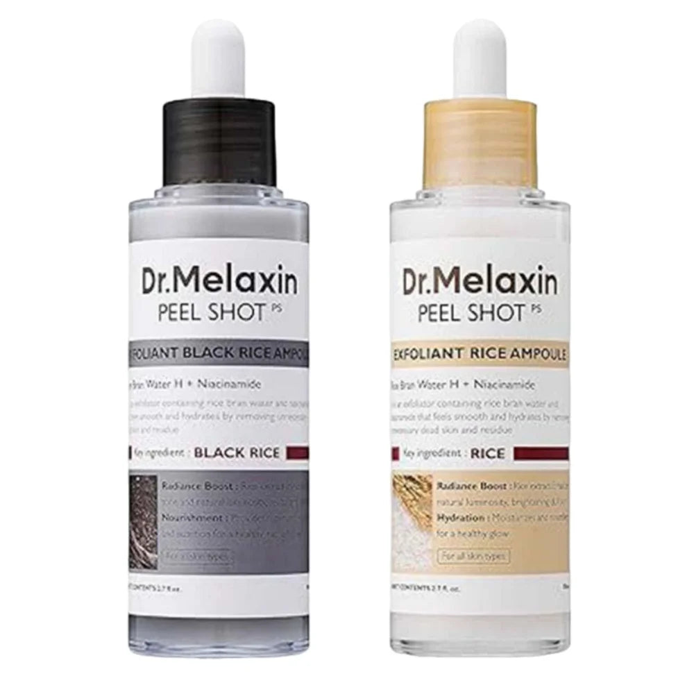 Korean Dr. Melaxin Rice Exfoliating Serum & Facial Care Kit - Moisturizing Stick, Anti-Wrinkle Eye Cream Cleanser Skin care
