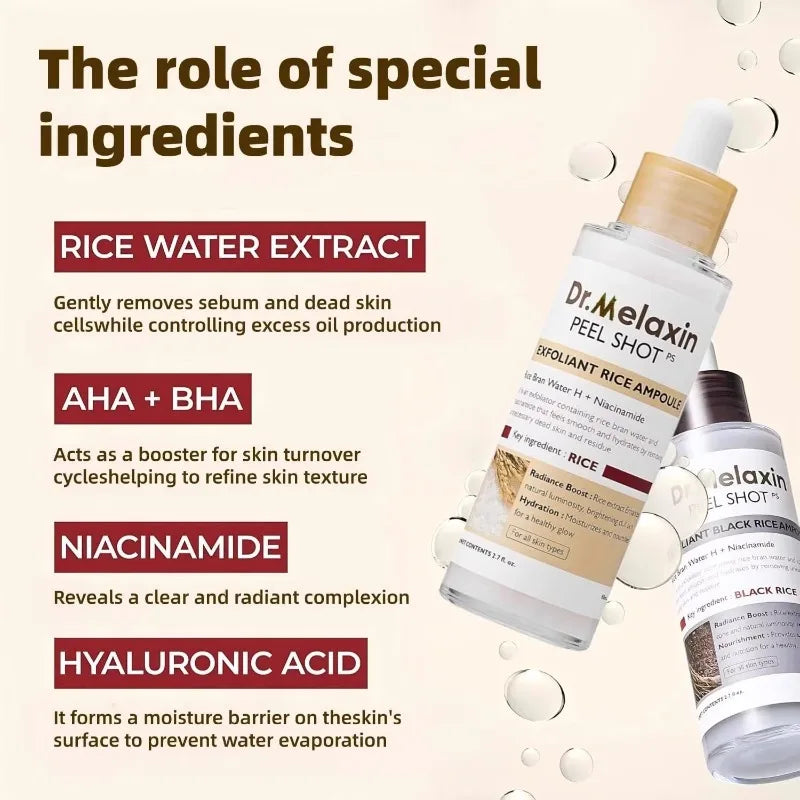 Dr. Melaxin Korean Skin Care Sets Rice Exfoliating Hydrating Facial Serum Softening Serum Acne Removal Hydrating Pore Reduction