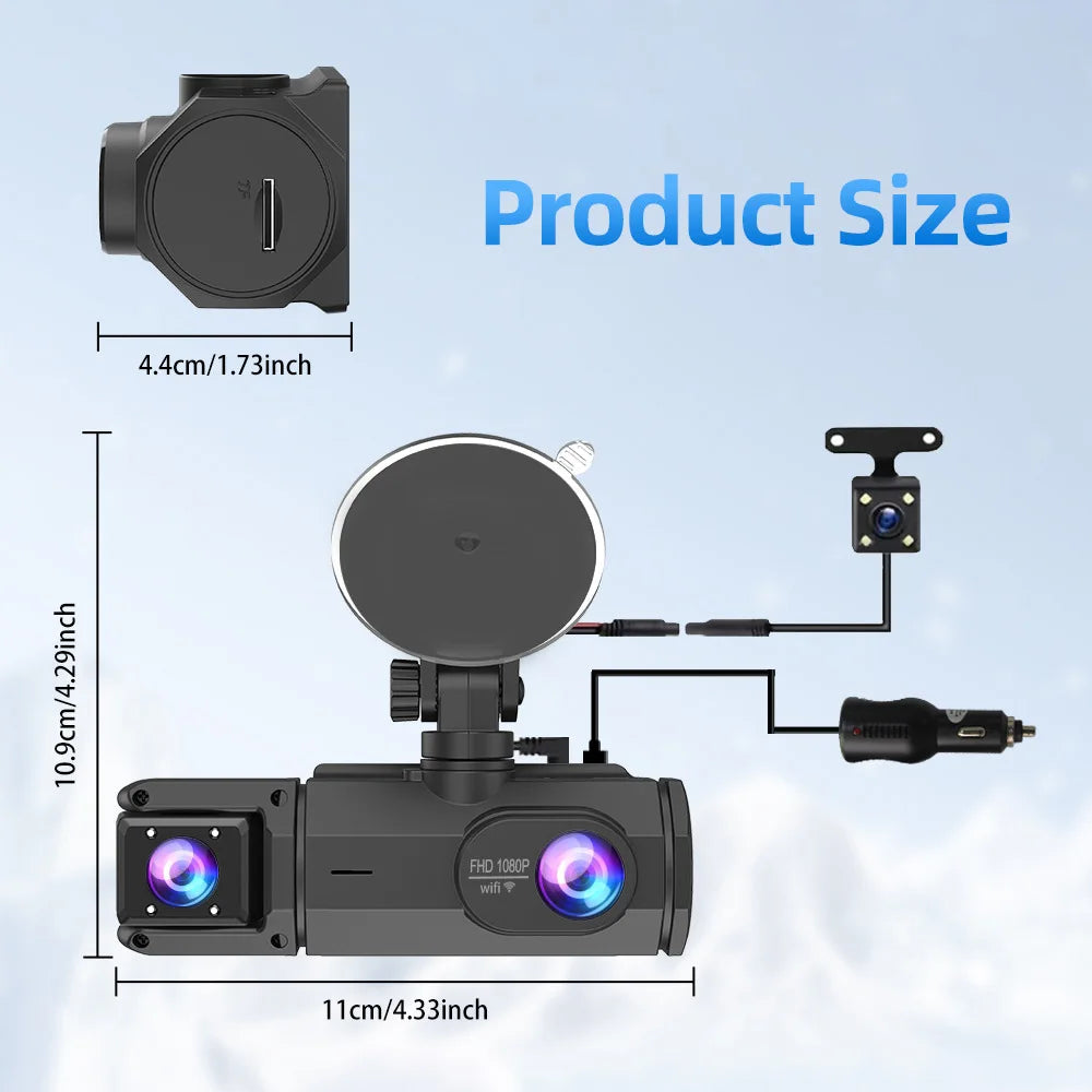WIFI Dash Cam For Car Camera 1080P Video Recorder HD 2/3Camera Car DVR Front Rear View Camera Night Vision Car Accessories
